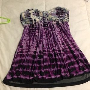 Padded strapless babydoll tye dye top